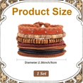 thumbnail image 2 of 5Pcs 5 Styles Wood Wrap Bracelets Adjustable Woven PU Leather Wrist Cuff Stackable Ethnic Tribal Hemp Cords Natural Wooden Coconut Shell Beads Wristbands Arm Armor, 2 of 7