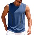 thumbnail image 2 of Qiyinn Men Sleeveless Gym Tank Top Mesh Panel Breathable Quick Dry Workout Athletic Vest with Reflective Stripes Loose Fit Casual Sport Shirt for Adult, 2 of 5