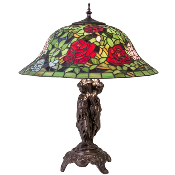 Meyda Lighting 24" High Tiffany Rosebush Table Lamp