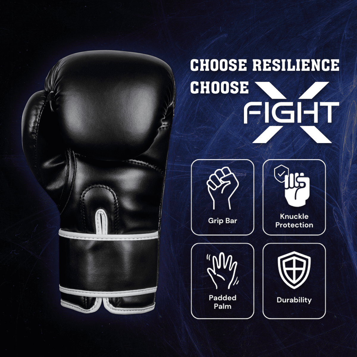 FightX Boxing Gloves for Men & Women MMA Mauy Thai Kickboxing Bag Punching Gloves (Black/White, 16oz)