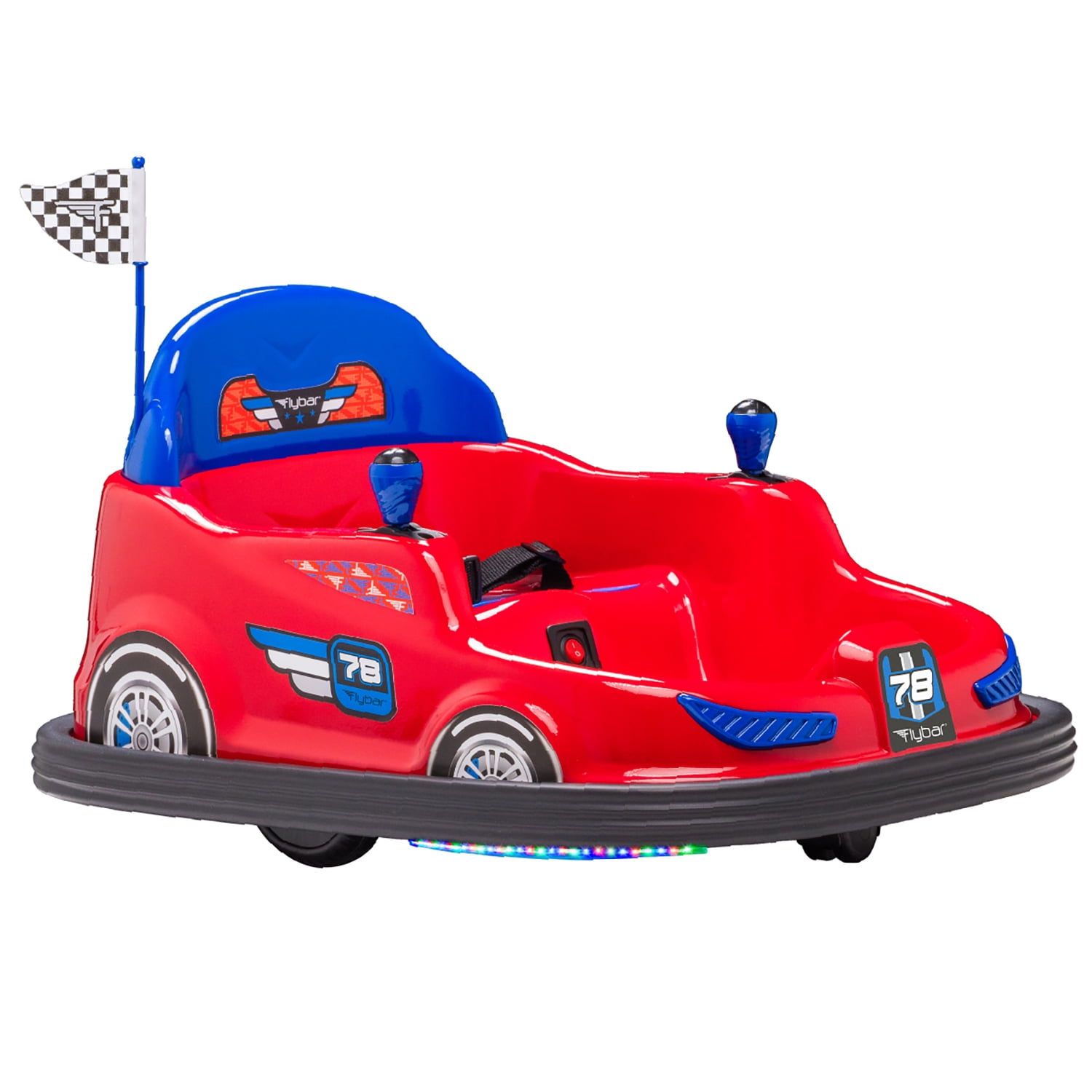 Kid Trax 6V Bumper Car Ride-On Toy, Red, 360° Spin with LED Lights, Soft Bumpers, Safety Belt
