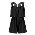 thumbnail image 5 of Lenpel Women's Summer Jumpsuits Casual Sleeveless Square Neck Layered Wide Leg Suspender Rompers Casual Overall Shorts, 5 of 6