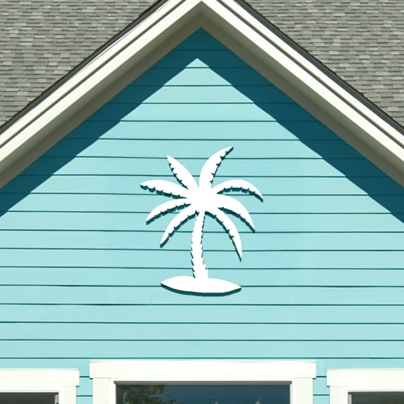 Outdoor Palm Tree Wall Art Beach House Decor – Tropical Palm Tree Sign – Weatherproof PVC Coastal Wall Hanging for Porch Patio or Poolside, 4 Foot