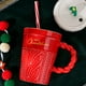 thumbnail image 5 of Adornos navideños, regalos navideños, taza navideña, taza de cerámica con pajita, suéter de colores vivos con tapa, taza de cerámica con pajita, taza para parejas, regalo navideño, taza de cerámica, 5 of 6
