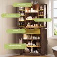 thumbnail image 5 of 71" Corner Kitchen Pantry Cabinet with 4 Doors, Adjustable Shelves, Drawer & Door Shelves, Farmhouse Storage Cupboard for Kitchen or Living Room, 5 of 8