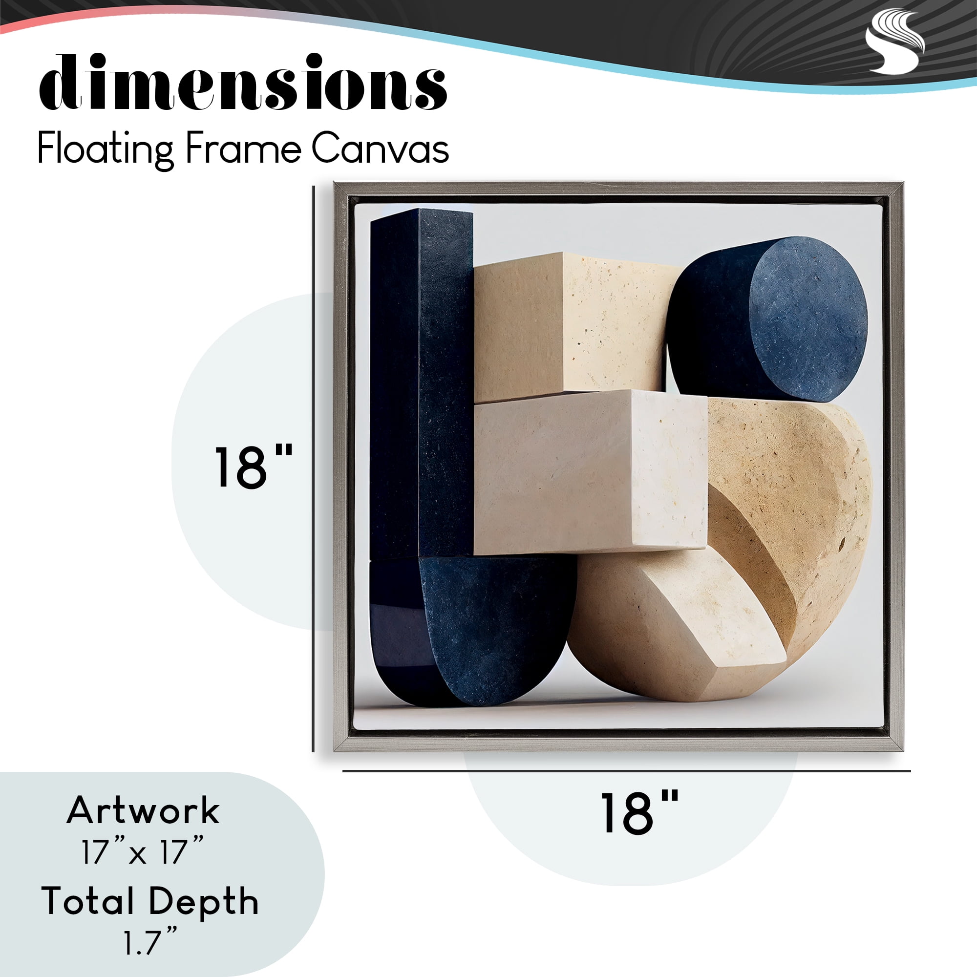 Shapes Of Things Geometric Contour Gray Framed Floater Canvas Wall Art, design by Sasha
