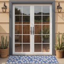 Blue Daisy Flower Pattern Door Rugs,Washable Non Slip Door Mats Indoor,Decorative Door Mats,Entry Mat Indoor for Entrance,Bedroom,Kitchen,Bathroom,16"x47"