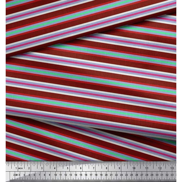 Soimoi Georgette Viscose Fabric Horizontal Stripe Print Fabric by The Yard 42 Inch Wide