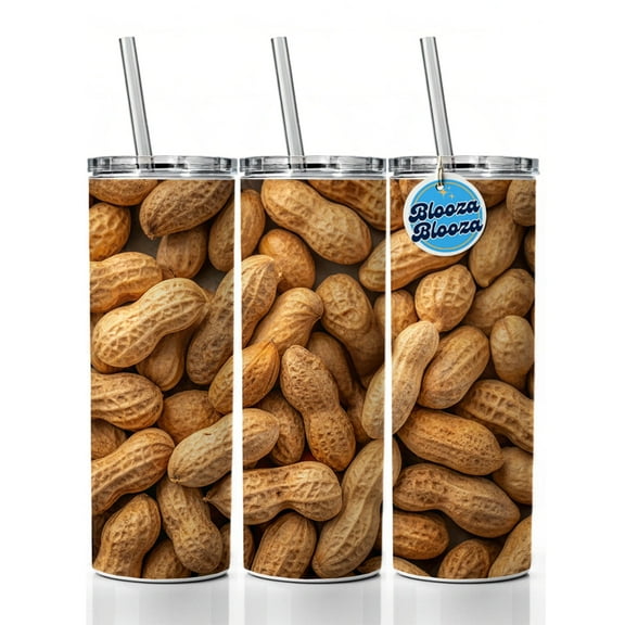 Lots of Roasted Peanuts in Their Shells 20oz Insulated Water Bottle Skinny Tumbler Includes Straw