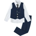 thumbnail image 2 of ZOEREA Boys Suit Formal Dress Clothes Big Boy Wedding Outfit Vest+Pants+Dress Shirt+Chain+Adjustable Tie 6-10Y, 2 of 7