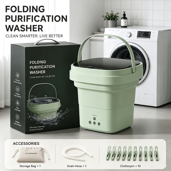 Portable Foldable Mini Washing Machine with 3 Wash Modes and Spin Dry Function, Compact Washer for Socks, Clothes, Towels and Delicate Fabrics