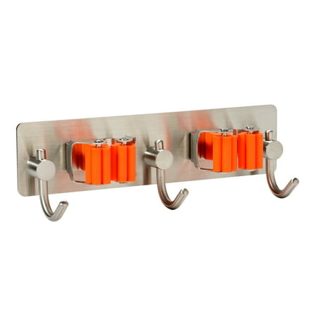 Broom Mop Holder - Mop Broom Holder, Stainless Steel Bathroom Kitchen 3M Self Adhesive Rack, Home Organizer Tools