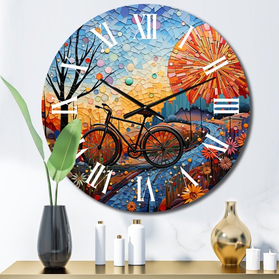 Designart "Bicycle Mosaic Spokes painting" Bicycle Oversized Wall Clock