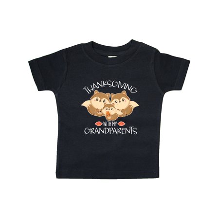 

Inktastic Thanksgiving with my Grandparents Cute Squirrel Family Gift Baby Boy or Baby Girl T-Shirt