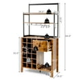 thumbnail image 3 of Giantex Bar Cabinet, Wine Storage Cabinet w/Detachable Glass Holder & Wine Racks, Kitchen Bakers Rack, Brown, 3 of 6