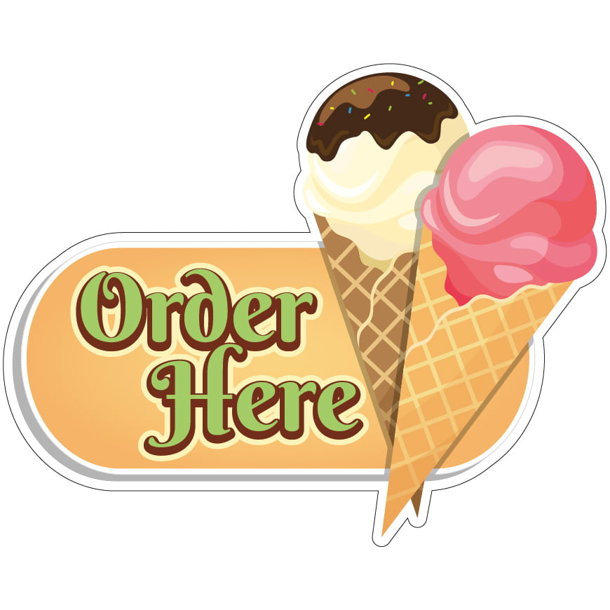 Ice Cream Cone or Cup Decal 14" Concession Food Truck Cart Vinyl Sticker 
