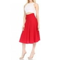 thumbnail image 4 of Moa Collection Women's Solid Flared Lightweight Elastic High Waist Long Midi A-line Skirt, 4 of 6