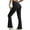 Black, variant on WIZUTIZ Womens Workout Leggings Flared Ultra Thin Leisure Fitted Yoga Trousers Elastic Spandex High Waist Full Length Leggings Solid Leggings for Lady Workout Vacation Black