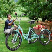 MOONCOOL 24/26 Electric Tricycle for Adults, 700W Peak Motor,7 Speeds Electric Trike w/ 36V 10.4Ah Removable lithium battery,3 Wheels Unisex Electric Bikes,16MPH,40Miles