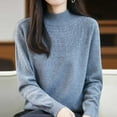 thumbnail image 6 of Boho Tops for Women Fall Knit Sweater Mock Neck Lightweight Long Sleeve Layering Undershirts, 6 of 6
