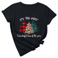 thumbnail image 2 of jsaierl Christmas Shirts Women Short Sleeve Christmas Tree Leopard Graphic Tops Funny Crewneck Shirt Bleached Dressy Casual Tees Blouse Top Christmas Gifts for Women, 2 of 8