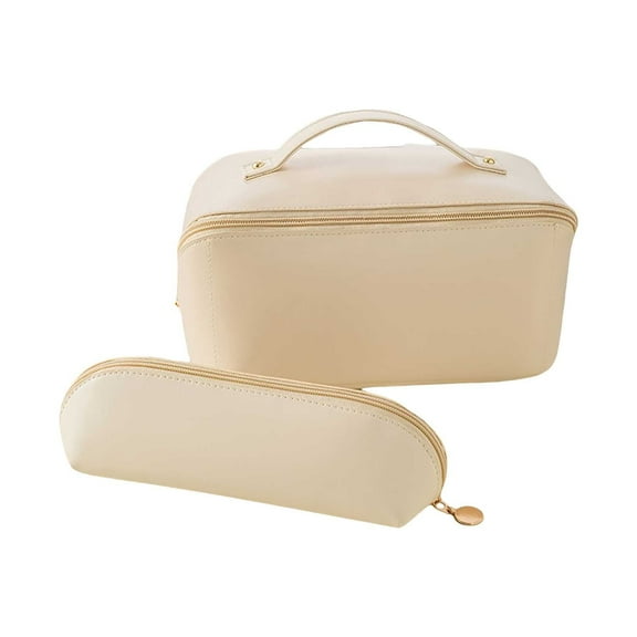 Cosmetic Bag Accordion Pillow Makeup Bag PU Leather Travel Wash Bag Large Capacity Portable Tote Organizer Pouch For Cosmetics & Toiletries