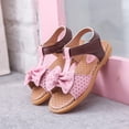 thumbnail image 4 of Children Girls Sandals Princess Bowknot Flat Bottom Color Blocking Beach Shoes,Pink Sandals For Kids Size 9 M, 4 of 9