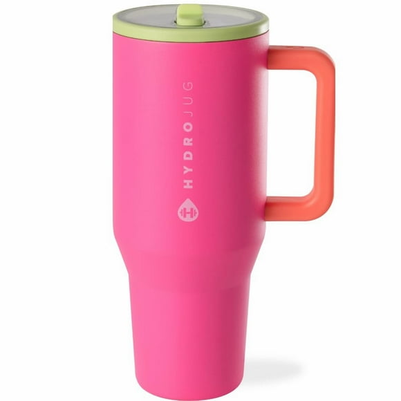 Hydro Jug 40oz Insulated Water Bottle with Handle & Leak-Proof Flip Lid – Travel Tumbler for Women(Hot Pink)
