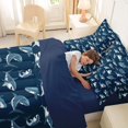 thumbnail image 4 of Manfei Cartoon Shark King Bedding, Marine Sealife King Bed in a Bag, Navy Blue, Blue Reversible, 7-Piece, 4 of 6