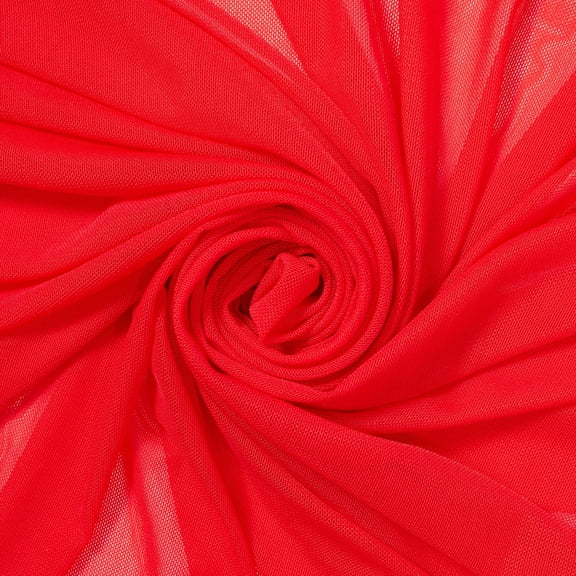 Power Mesh Fabric Breathable Lightweight Sheer 4 Way Stretch Nylon Spandex Blend Netting By The Yard - Red (1 Yard)