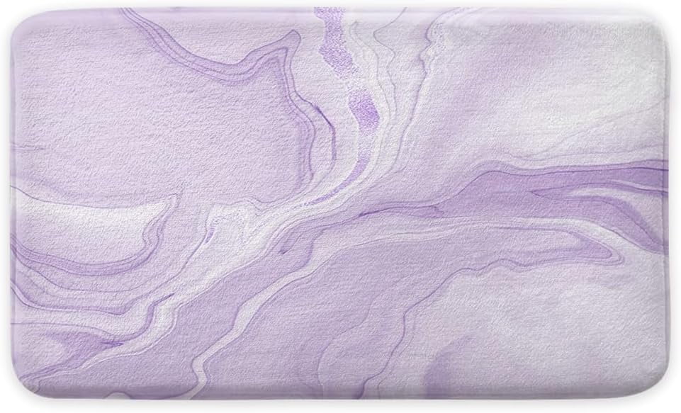 Lavender Bathroom Rug Mat, Abstract Marble Bath Mats for Bathroom Non Slip, Modern Bath Rug Soft Luxury Microfiber Floor Rug for Tub Shower, 17X48in