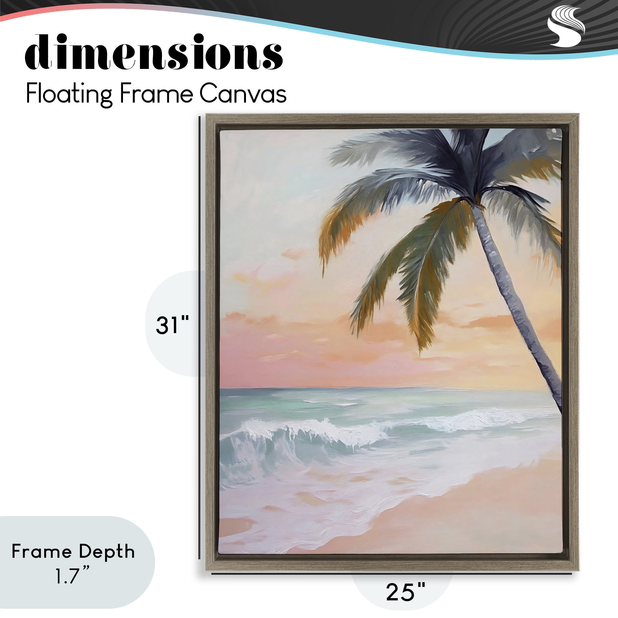Stupell Industries Tranquil Sunset & Beach Palm Brown Framed Floater Canvas Wall Art, design by Creative Studio