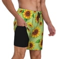thumbnail image 3 of Balery Sunflower Leaves Mens Swim Trunks Swim Shorts for Men Quick Dry Inseam Beach Shorts with Compression Liner Pocket-XX-Large, 3 of 9