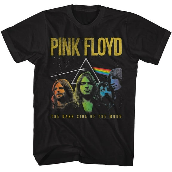 Pink Floyd DSOTM Rainbow Band Black Adult T-Shirt