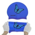 thumbnail image 5 of Unique Bargains 1 Pc Silicone Butterfly Pattern Swim Cap Blue, 5 of 5