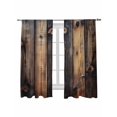 thumbnail image 2 of Sheer Curtains 72 Inches Long, Black Brown Board Light Filtering Window Curtains for Living Room/Bedroom, Vintage Chic Shabby Wooden Grain Rod Pocket Voile Sheer Curtain Drapes, 52"W x 72"L, 2 Panels, 2 of 8
