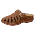 thumbnail image 6 of Mules for Women Closed Toe Fisherman Sandals Breathable Cutout Buckle Strap Slip on Low Wedge Cushioned Orthopedic Shoes Slides Coffee Size 7, 6 of 6