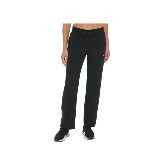 DKNY Sport Womens High Rise Side Stripe Drawstring Pants Black M