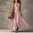thumbnail image 6 of Womens Casual Solid Color Sleeveless Irregular Neckline Dress, 6 of 6