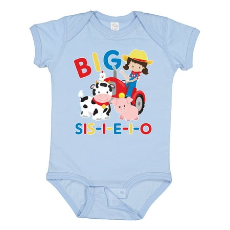 

Inktastic Farmer Tractor EIEIO Big Sis Girls Baby Bodysuit