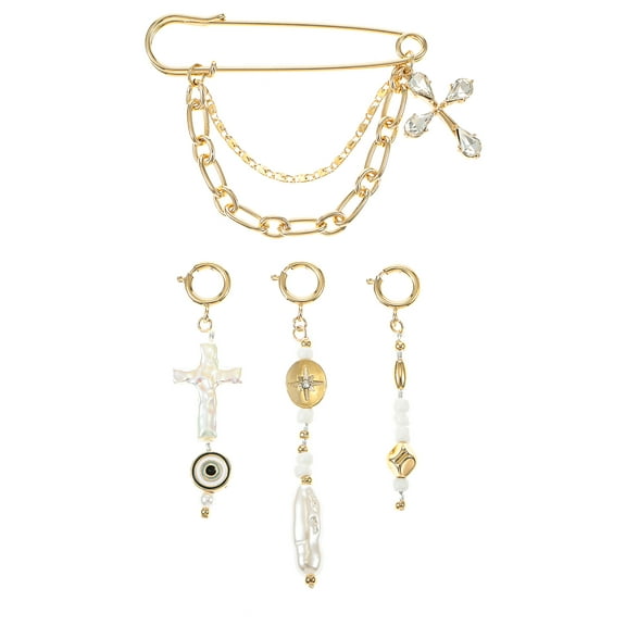 No Boundaries Goldtone Pin and Charm Set, 4 Pieces