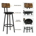 thumbnail image 5 of Paproos Bar Table Set of 5, 5 Piece Counter Height Dining Table and Upholstery Chais Set for Kitchen Patio Breakfast Nook, Dining Room Pub Bistro Table and Bar Stools with Backrest Set, Rustic Brown, 5 of 12