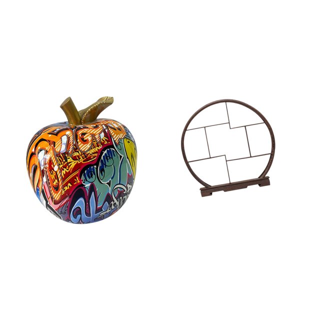 Escultura De Grafiti Nórdico Con Soporte De Exhibición De Madera, Adorno Artístico Coleccionable único Para El Hogar, Bar, Mesa, Oficina, Decoración Y Almacenamiento De Regalos.