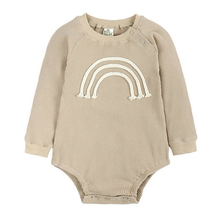 

Boys Girls Long Sleeve Rainbow Prints Romper Tops Bodysuit For Babys Clothes