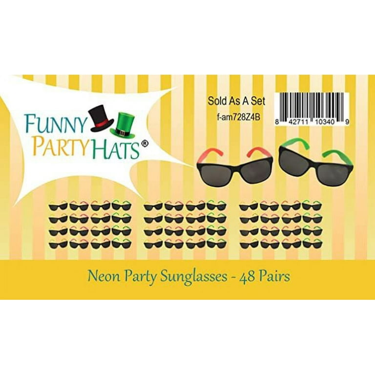 Funny Party Hats Bulk Lot of Neon Sunglasses
