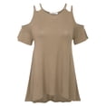 thumbnail image 1 of KOGMO Womens Cold Shoulder Short Ruffle Sleeve Tunic Top With Bow Hemline, 1 of 5