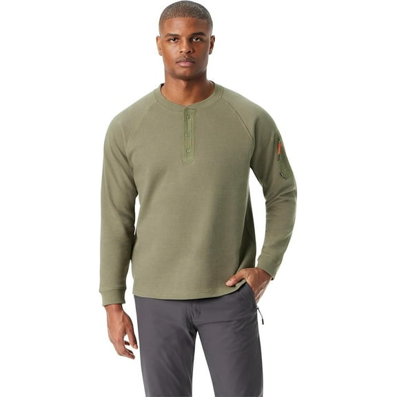 Bass Outdoor Henley T-Shirt Men's Large Green Relaxed Fit Performance Thermal