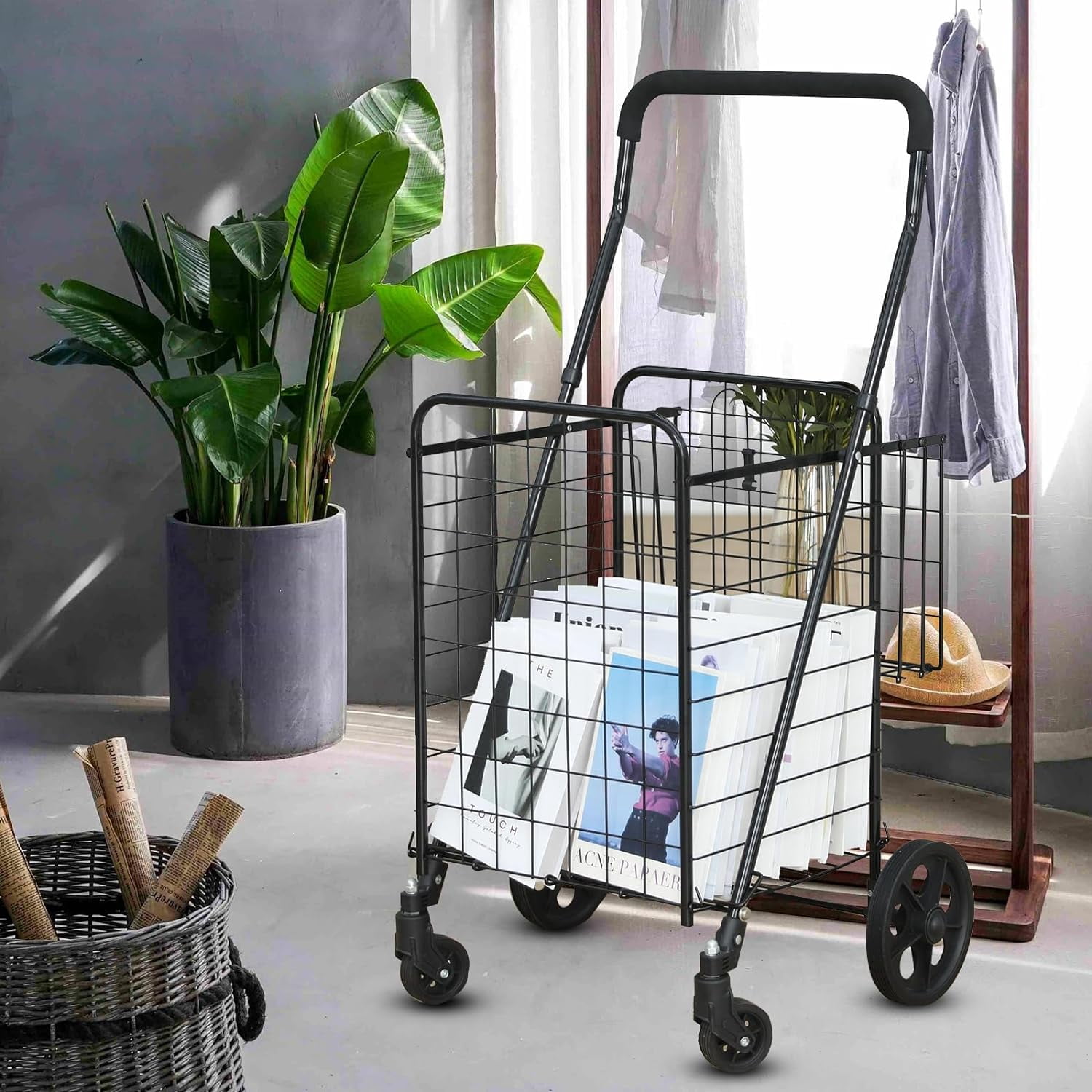 Siffler Shopping Cart with Swivel Wheels, Black