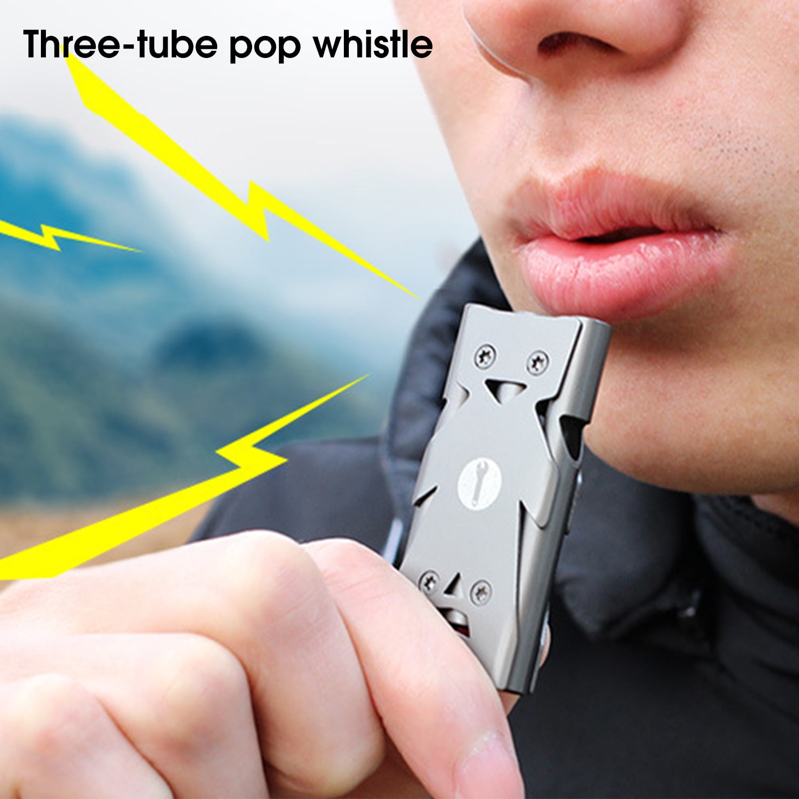 Emergency Whistle Triple Pipe High Decibel Stainless Steel Outdoor