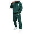 thumbnail image 3 of Valora Men's Suits Product Category Male Casual Solid Two Piece Hooded Sports Suit with Pocket Raglan Sleeve Hoodies Drawstring Pant Set Green M, 3 of 6